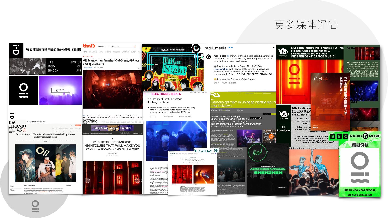 i-D, That’s, RADII, Electronic Beats, Resident Advisor, Eastern Margins, Macao News, Mixmag Asia, Cathay, Keep Hush, BBC Radio 6 Music